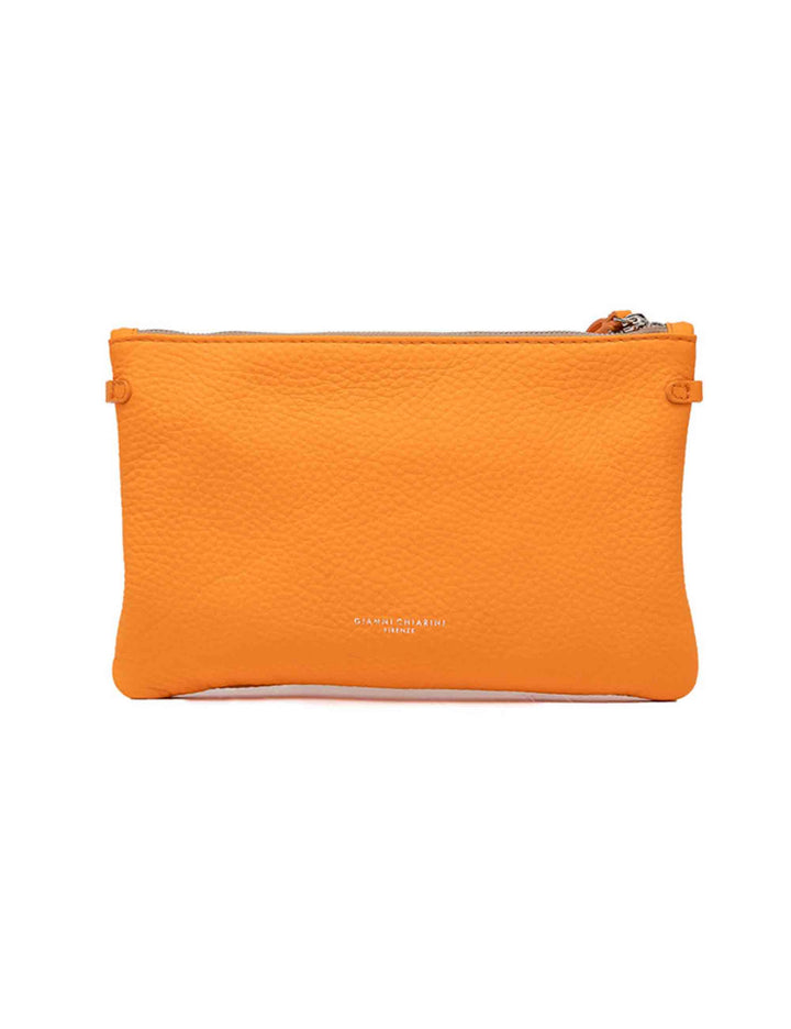 Spatarella Borse donna pochette Hermy in pelle arancione e naturale con manico a bracciale e tracolla Economico