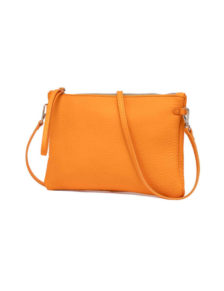 Spatarella Borse donna pochette Hermy in pelle arancione e naturale con manico a bracciale e tracolla Economico