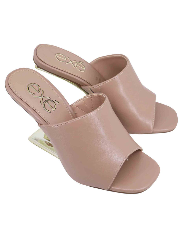 Spatarella Sandali donna in pelle nude con tacco zeppa alto Offerte