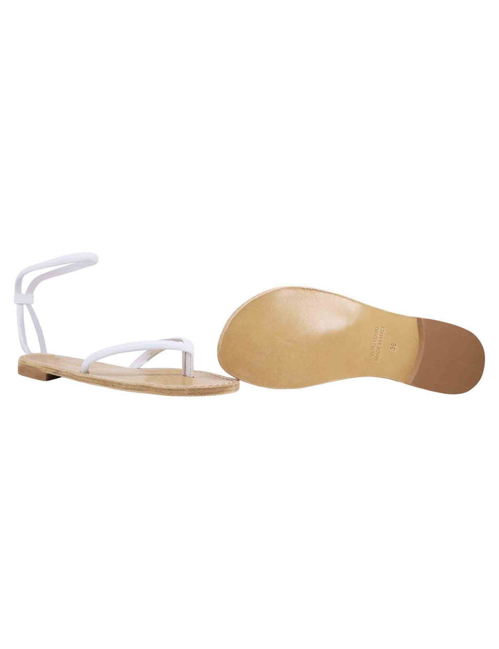 Spatarella Sandali flat donna infradito in pelle bianca con cavigliera Hotsell