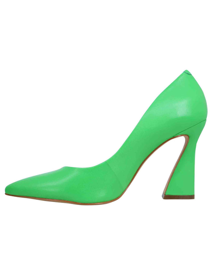 Spatarella Decollete donna in pelle verde con tacco alto e punta a punta Vendita Economica