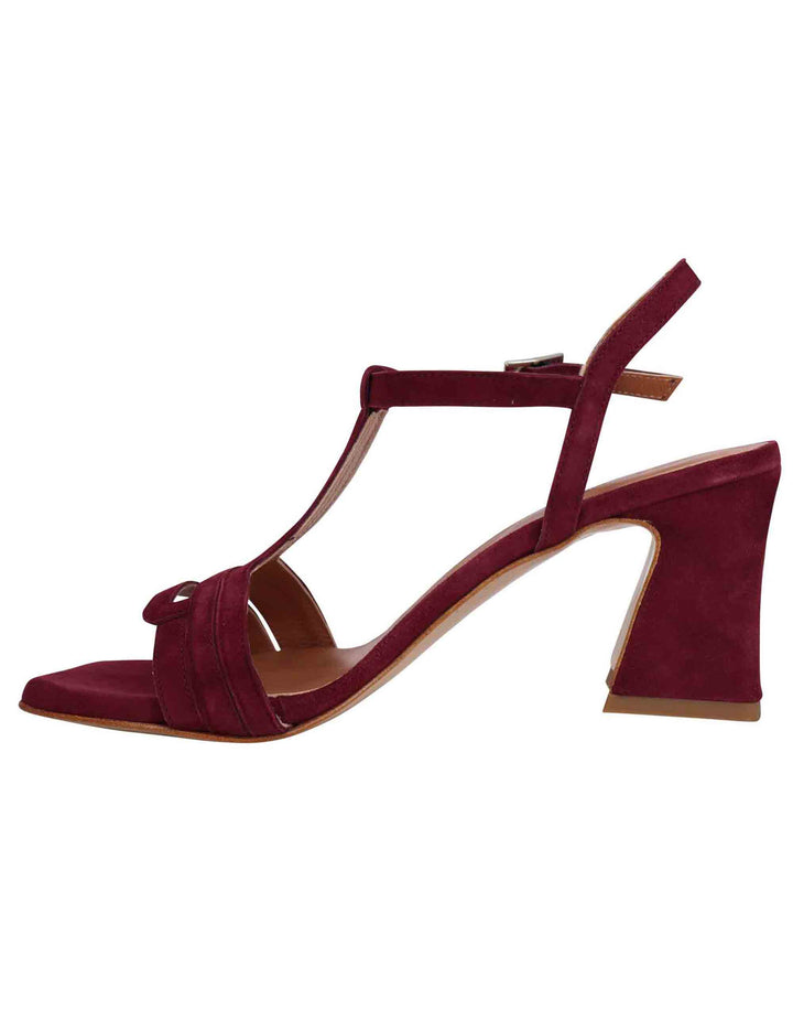 Spatarella Sandali slingback donna in camoscio bordeaux con punta quadra 2025