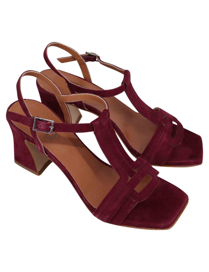 Spatarella Sandali slingback donna in camoscio bordeaux con punta quadra 2025
