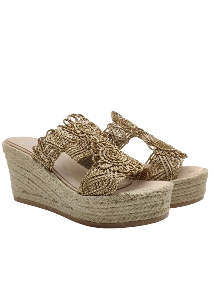 Spatarella Calzature Donna Sandali in Tessuto Beige con Zeppa Alta in Corda 2025