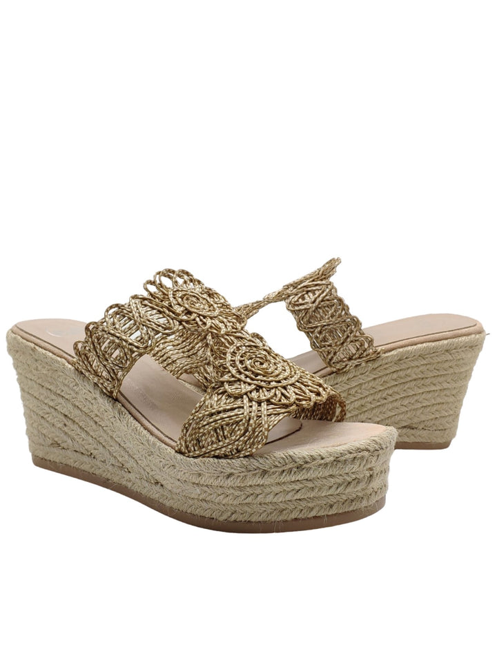 Spatarella Calzature Donna Sandali in Tessuto Beige con Zeppa Alta in Corda 2025