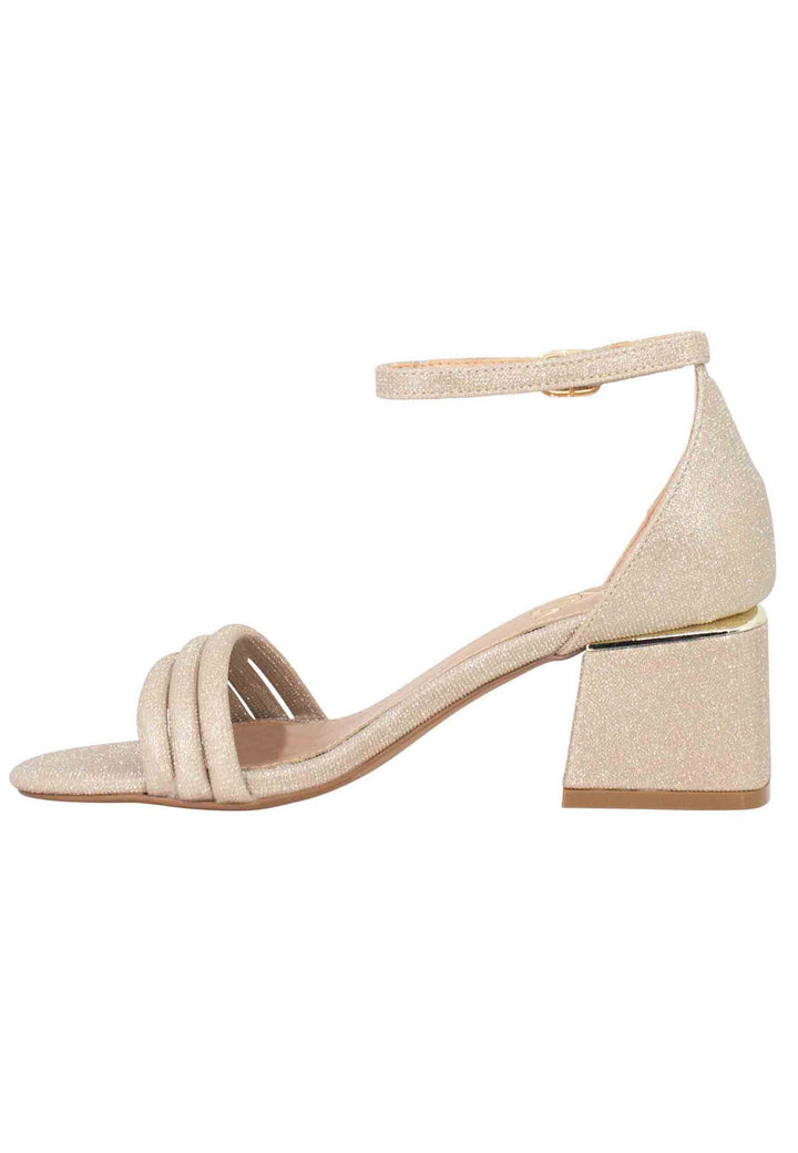 Spatarella Sandali donna in tessuto glitter oro con tallone chiuso e cinturino alla caviglia Offerta settimanale