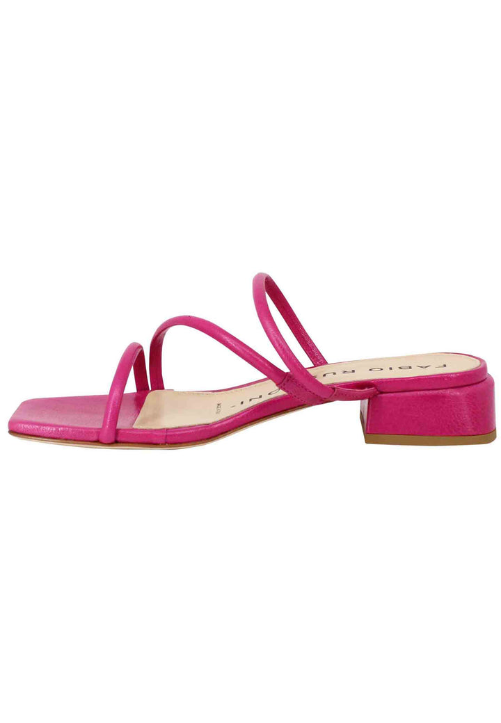 Spatarella Sandali donna in pelle fuxia con tacco basso e punta quadra Qualità Garantita