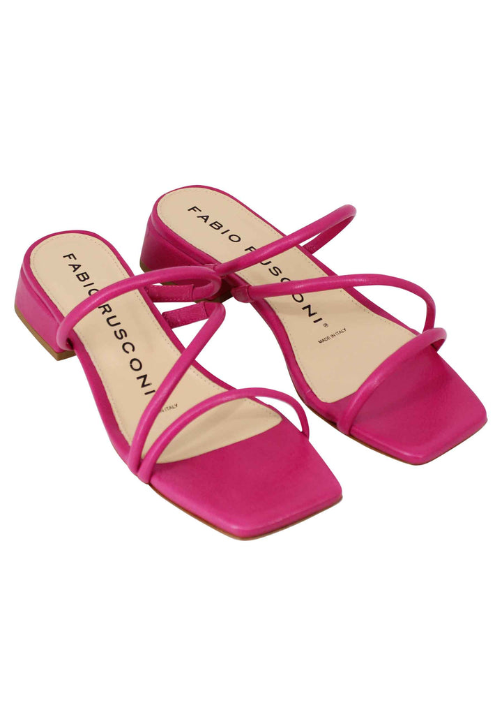 Spatarella Sandali donna in pelle fuxia con tacco basso e punta quadra Qualità Garantita