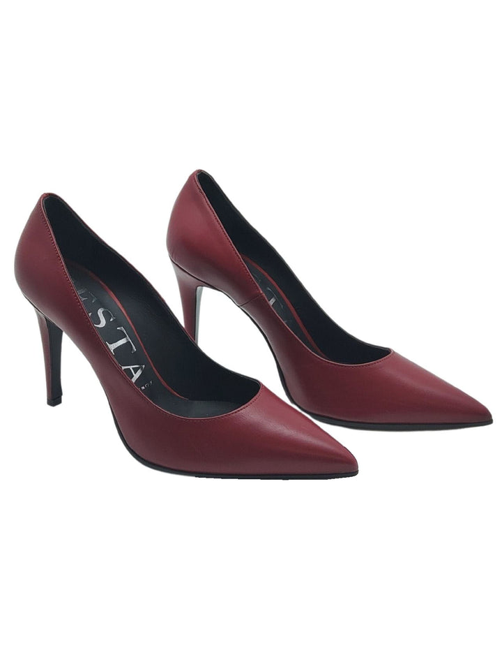 Spatarella Calzature Donna Décolleté In Pelle Bordeaux Con Tacco Alto A Spillo Affare Del Giorno