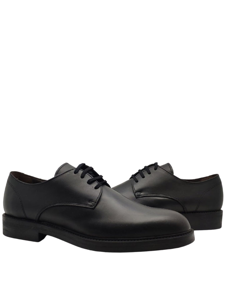 Spatarella Calzature Uomo Stringate Waterproof in Pelle Nera Opaca con Tomaia Liscia e Fondo in Gomma Sottocosto