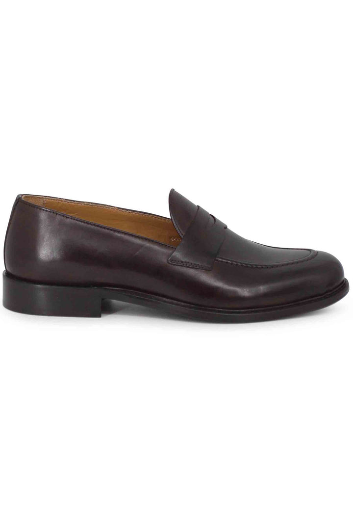 Spatarella Mocassini uomo in pelle marrone con suola in cuoio Novità