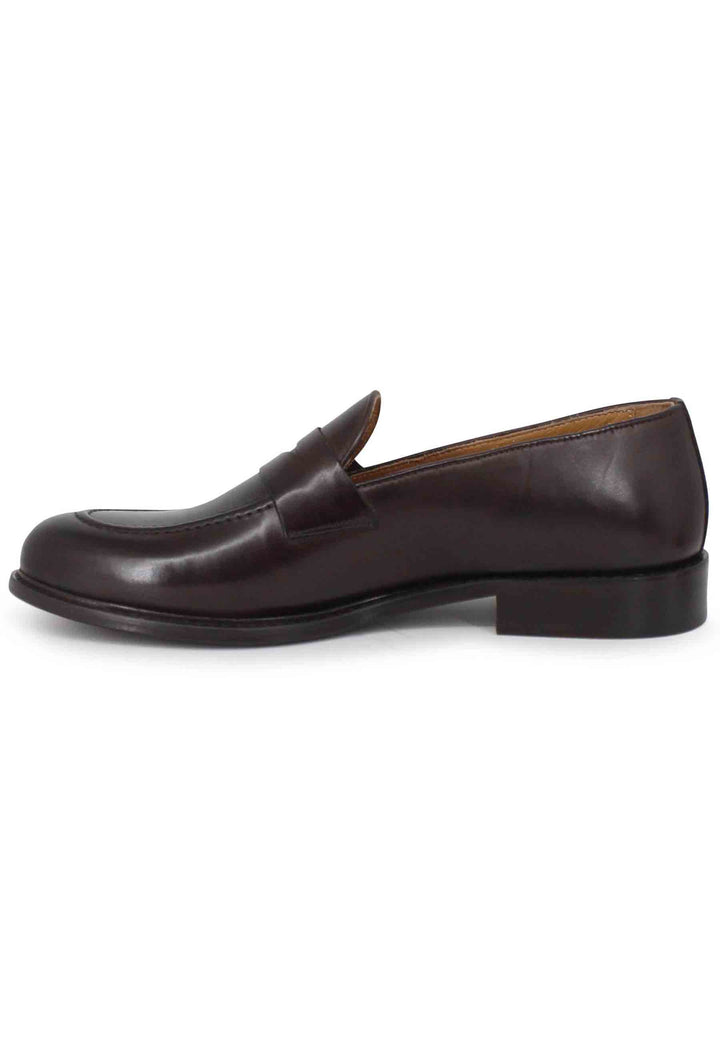 Spatarella Mocassini uomo in pelle marrone con suola in cuoio Novità