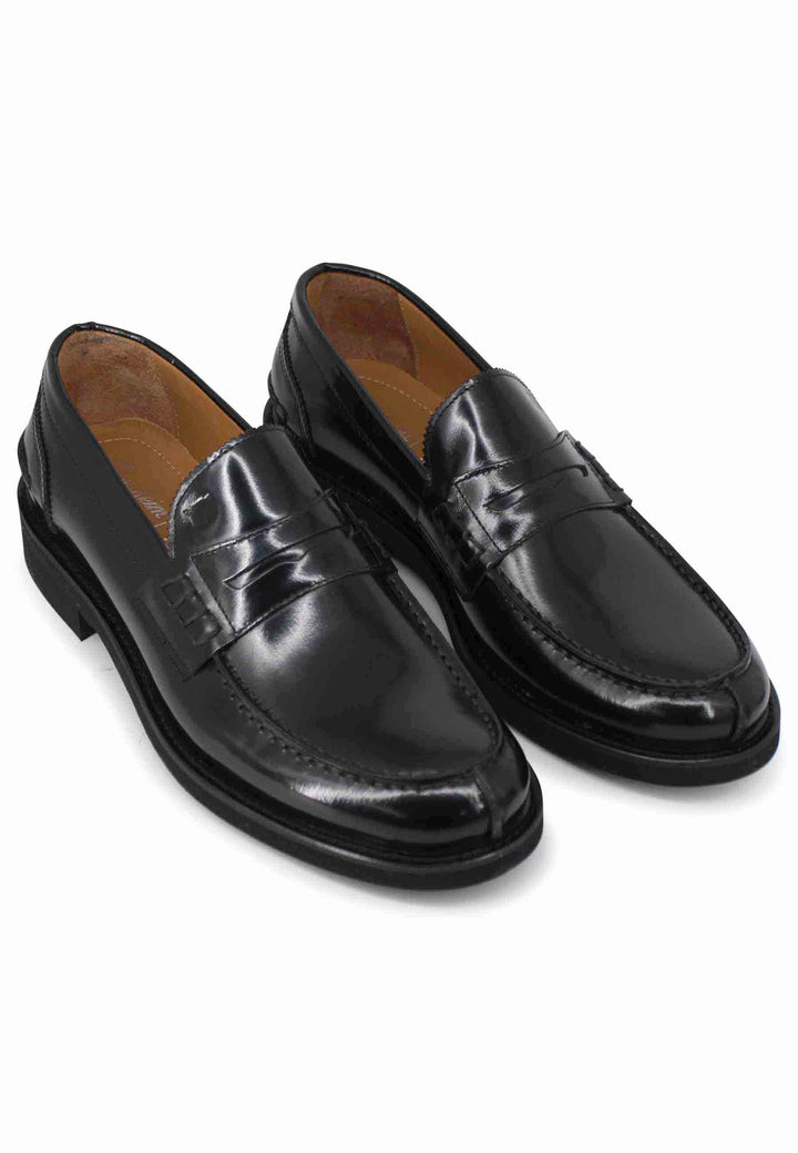 Spatarella Mocassini uomo in pelle nera con suola cucita in gomma ultra leggera Fino al 55% di sconto