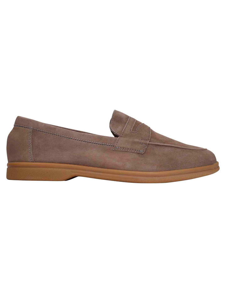 Spatarella Mocassini uomo in camoscio taupe con suola in gomma leggera Saldi