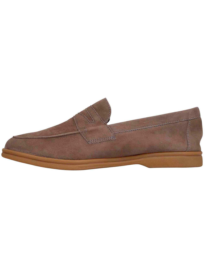 Spatarella Mocassini uomo in camoscio taupe con suola in gomma leggera Saldi