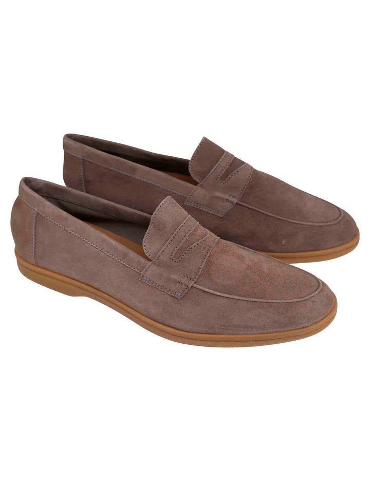 Spatarella Mocassini uomo in camoscio taupe con suola in gomma leggera Saldi