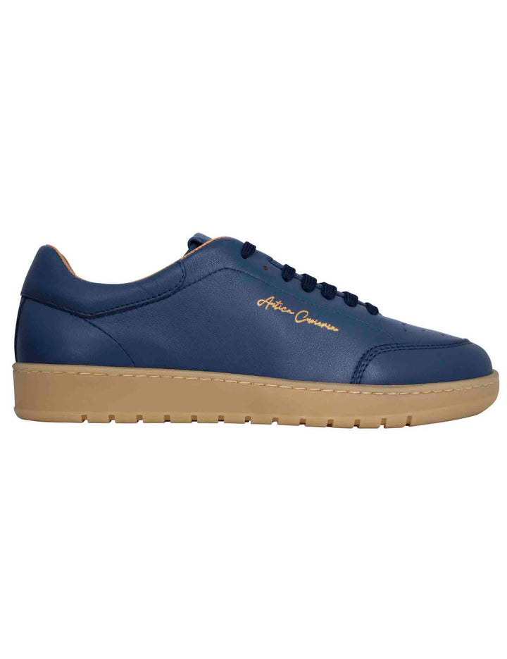 Spatarella Sneakers uomo in pelle celeste con suola in gomma ambra Offerte