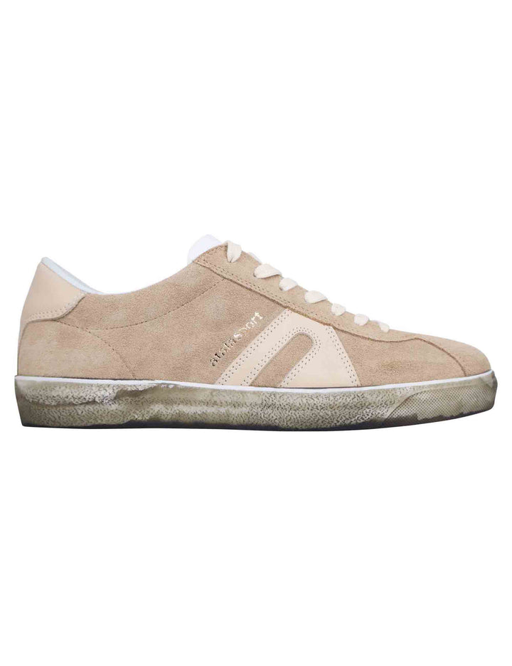 Spatarella Sneakers uomo in camoscio beige Saldi Di Fabbrica