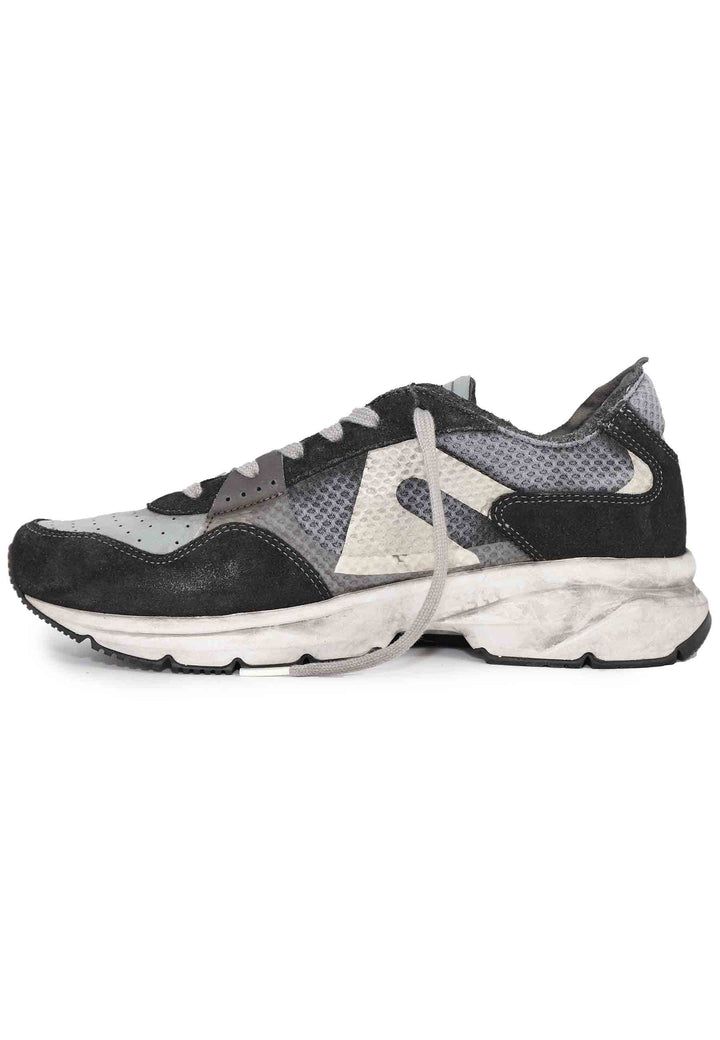 Spatarella Sneakers uomo in tessuto tecnico e pelle grigia con suola vibram Sconti questo mese