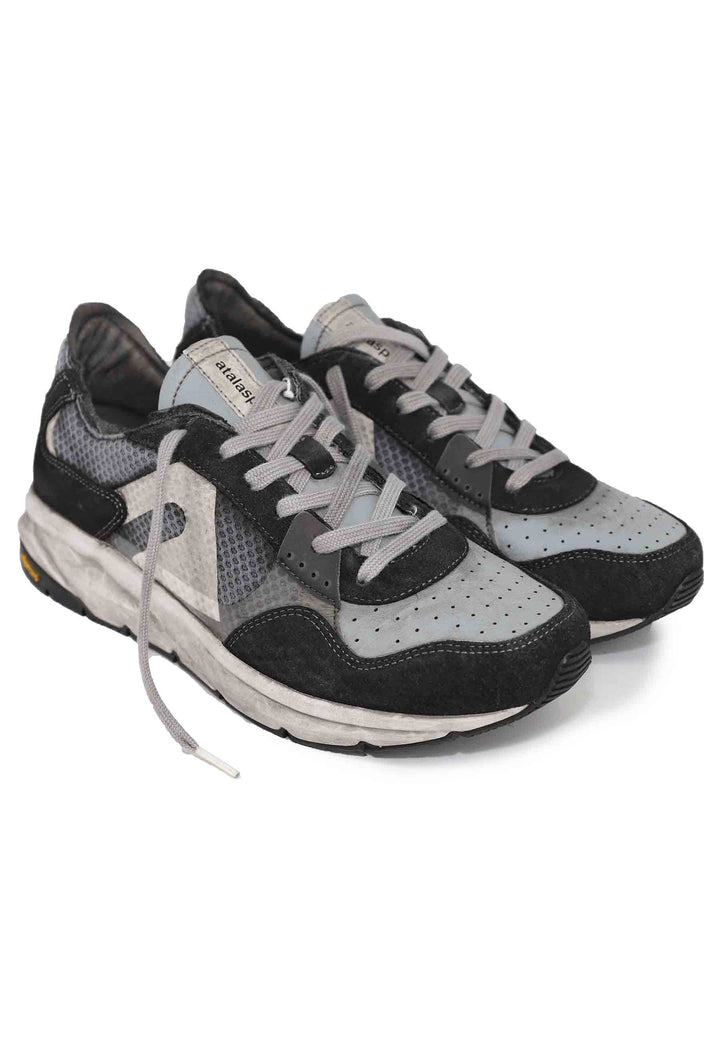 Spatarella Sneakers uomo in tessuto tecnico e pelle grigia con suola vibram Sconti questo mese