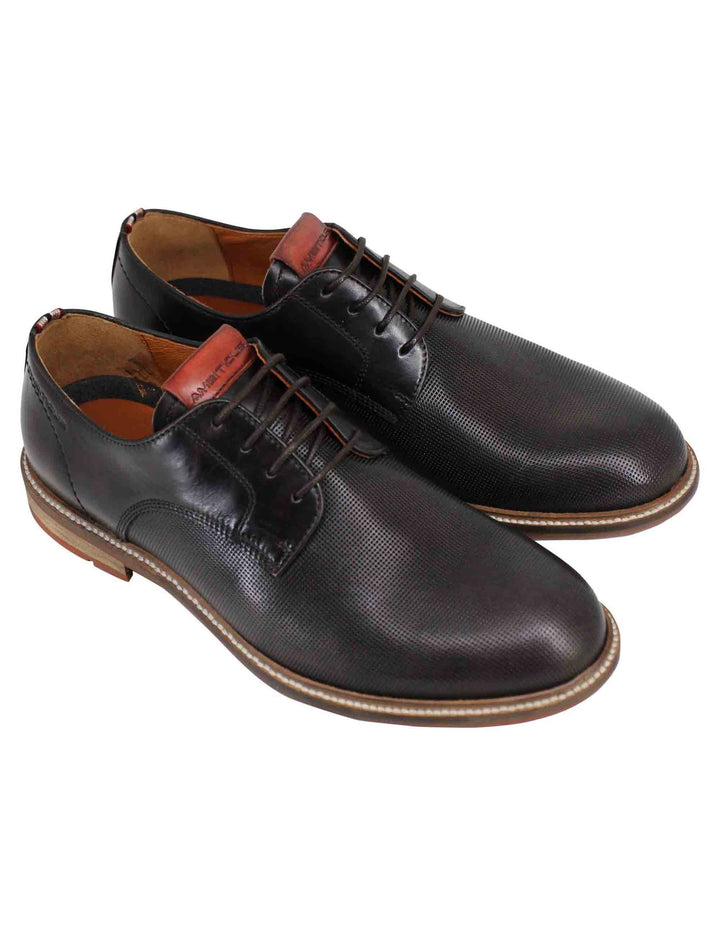 Spatarella Stringate uomo Caye in pelle marrone con suola in gomma Italy