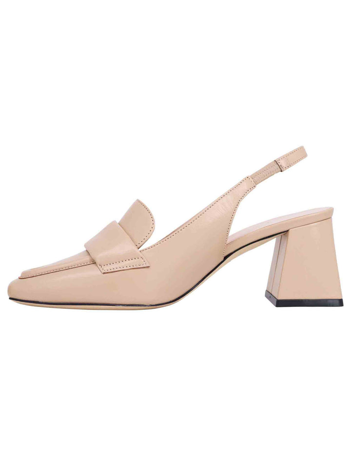 Spatarella Decollete slingback donna in pelle cipria con punta quadra Qualità