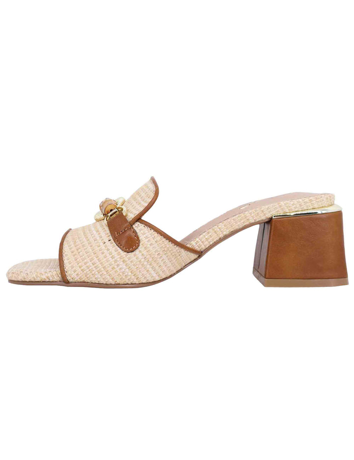 Spatarella Sandali donna in tessuto beige e cuoio con morsetto Negozi Online