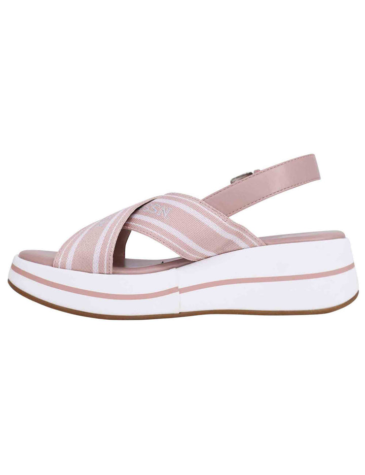 Spatarella Sandali slingback donna in tessuto nude con zeppa in gomma Acquista Ora
