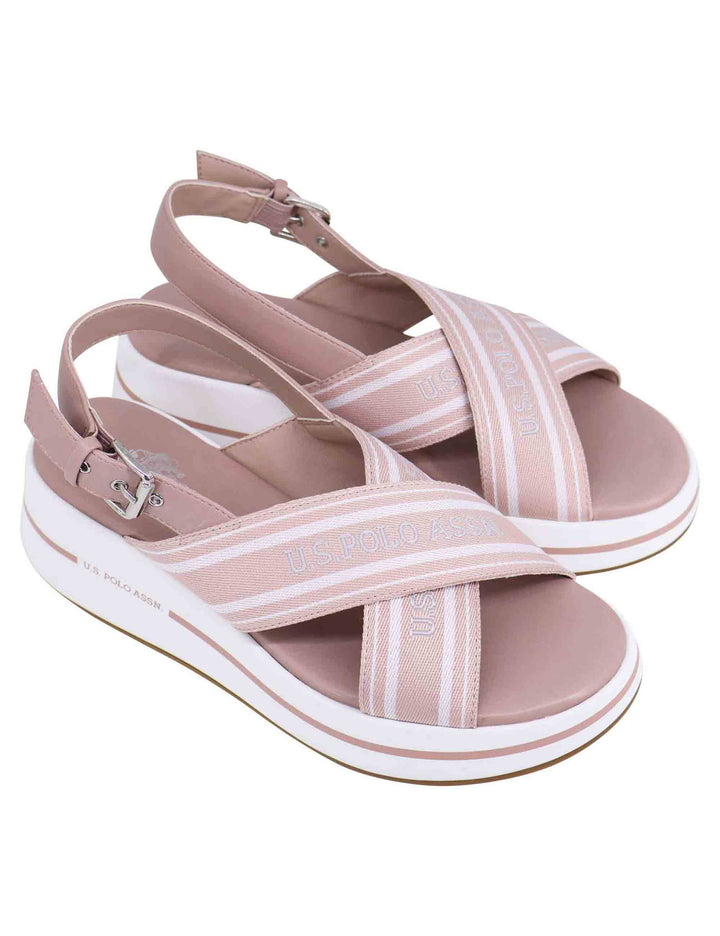 Spatarella Sandali slingback donna in tessuto nude con zeppa in gomma Acquista Ora