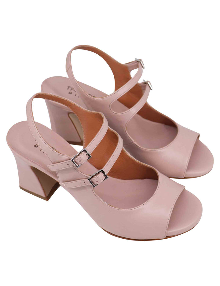 Spatarella Sandali slingback donna in pelle cipria con cinturini punta tonda e tacco alto Promozione Limitata