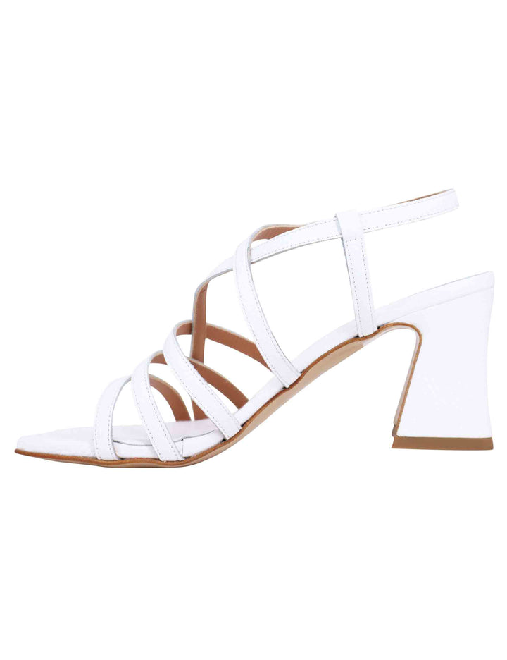 Spatarella Sandali slingback donna in pelle bianca con tacco alto e punta quadra Shopping Online