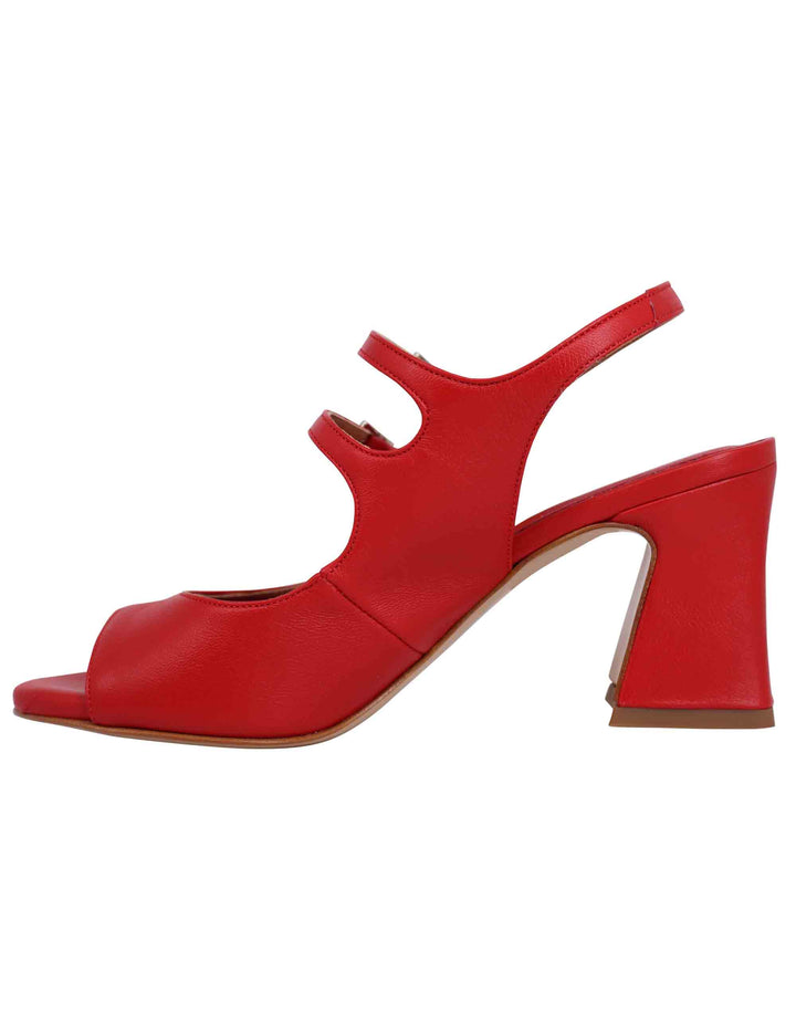 Spatarella Sandali slingback donna in pelle rossa con cinturini punta tonda e tacco alto Affare Del Giorno