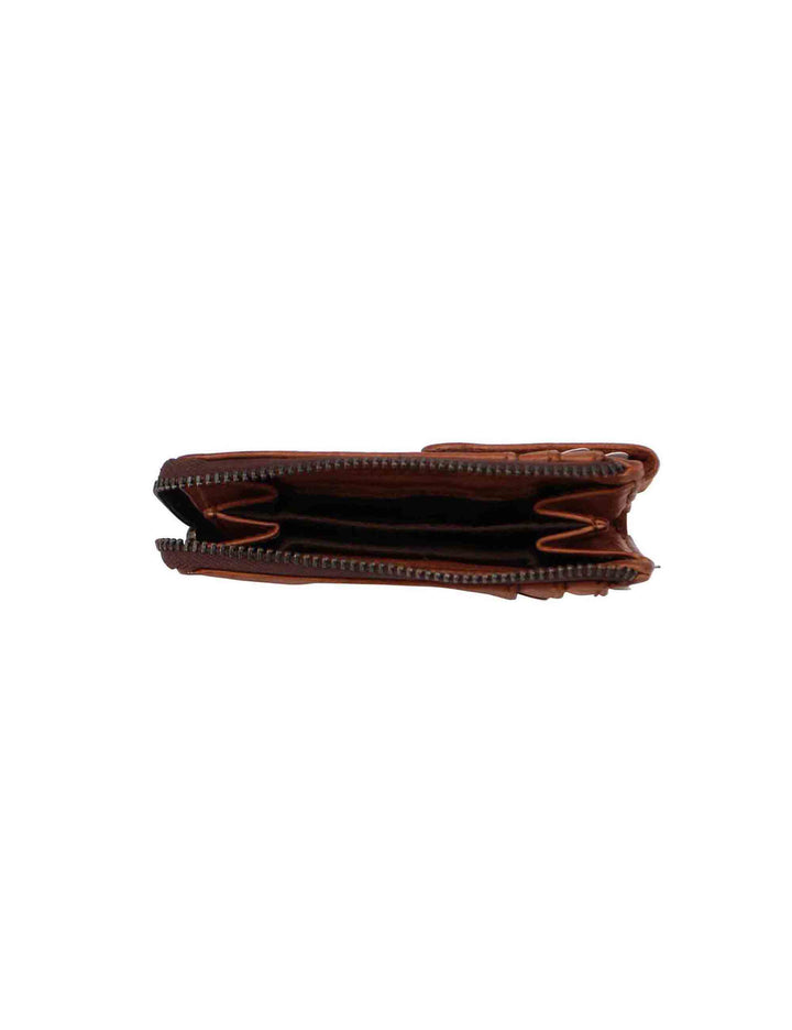 Spatarella Portacarte uomo con zip in pelle vintage cuoio In Linea