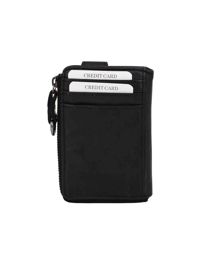 Spatarella Portacarte uomo con zip in pelle vintage nero Promozione