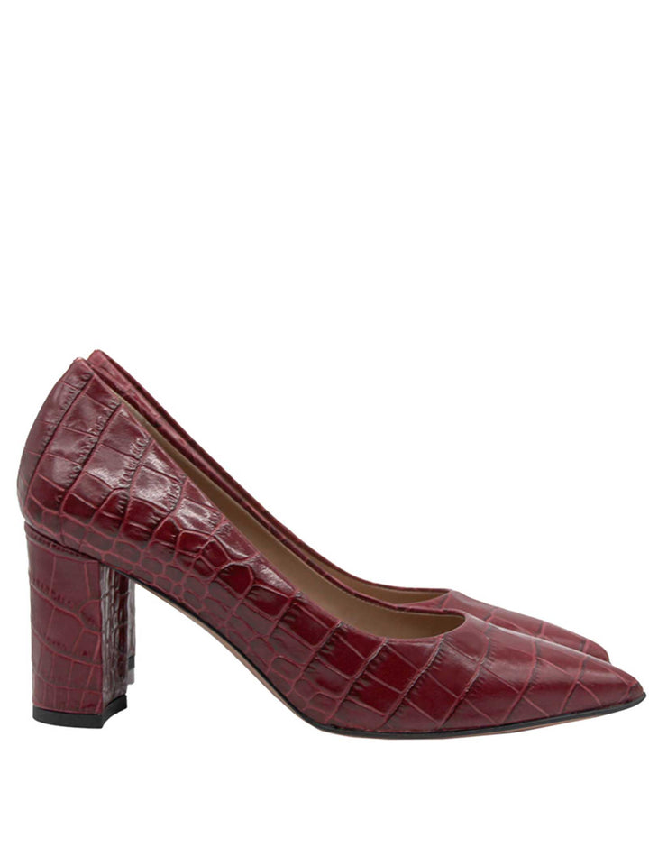 Spatarella Calzature Donna Décolleté in Pelle Stampata Cocco di Colore Rosso Tacco Alto Negozi Online