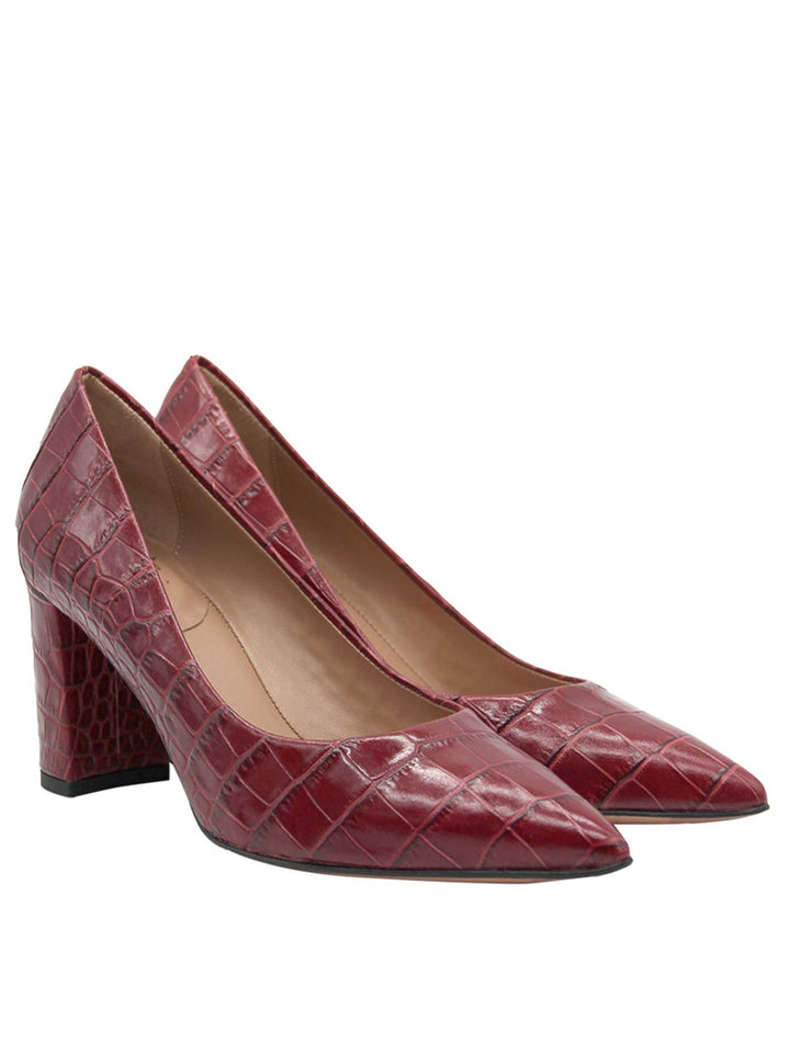 Spatarella Calzature Donna Décolleté in Pelle Stampata Cocco di Colore Rosso Tacco Alto Negozi Online