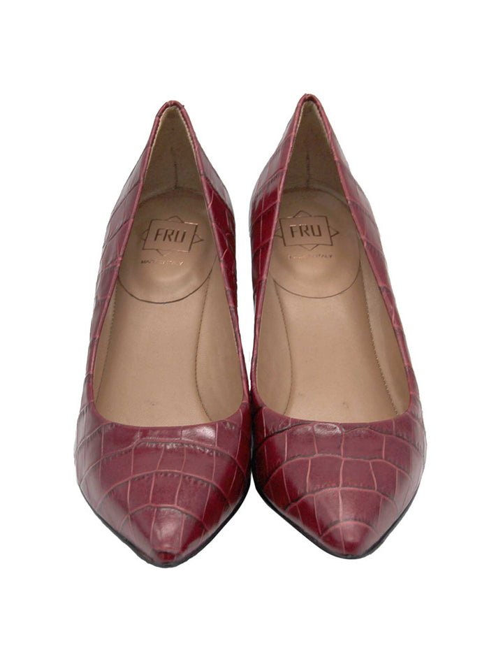 Spatarella Calzature Donna Décolleté in Pelle Stampata Cocco di Colore Rosso Tacco Alto Negozi Online