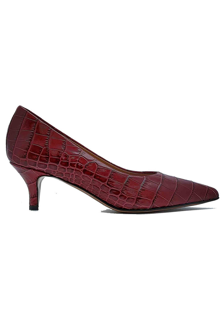 Spatarella Calzature Donna Décolleté in Pelle Stampta Cocco Rosso con Punta a Punta Acquista Ora