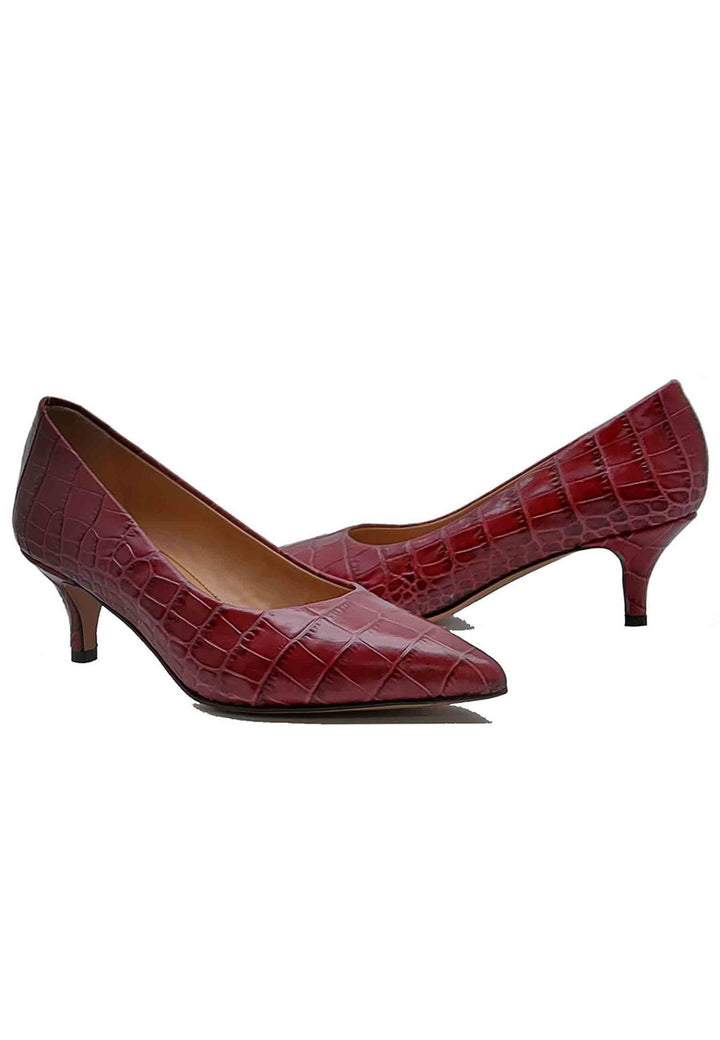 Spatarella Calzature Donna Décolleté in Pelle Stampta Cocco Rosso con Punta a Punta Acquista Ora