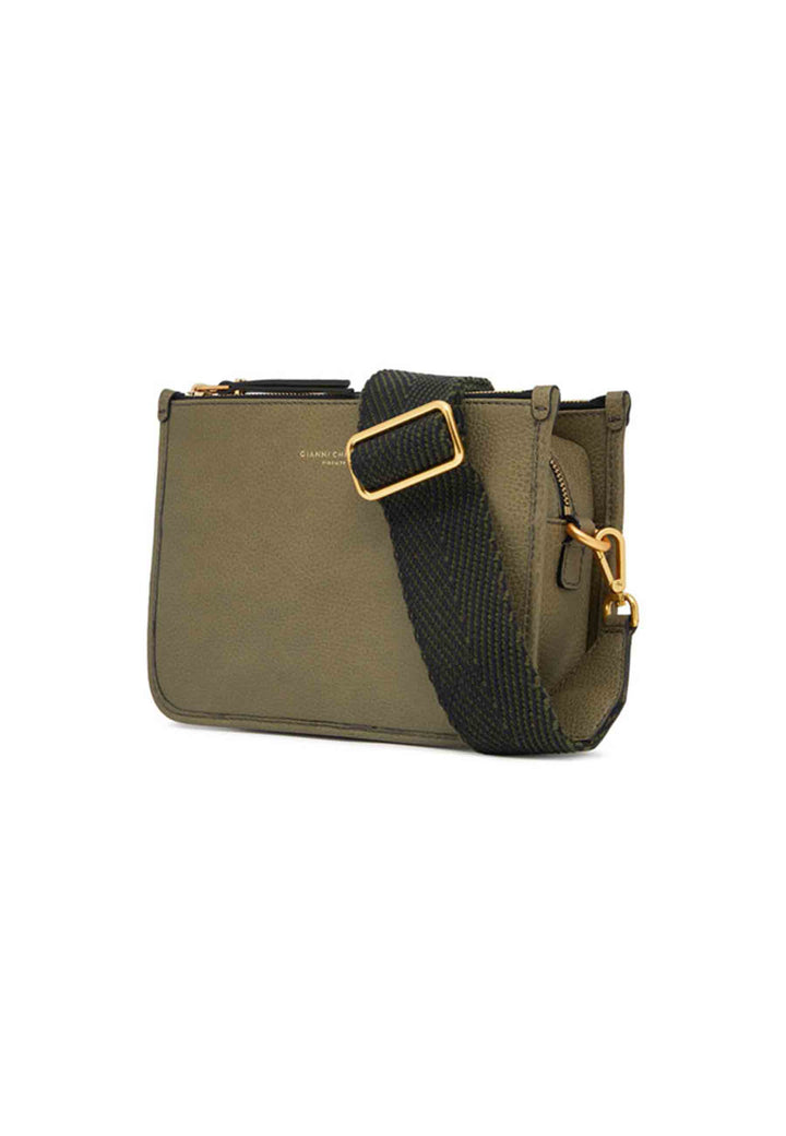 Spatarella Borsa donna pochette Debbie New in pelle verde con tracolla in tessuto Promozione Limitata
