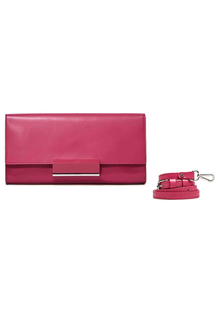 Spatarella Borsa donna pochette rigida Lily in pelle rosso chiaro con tracolla Vendita calda
