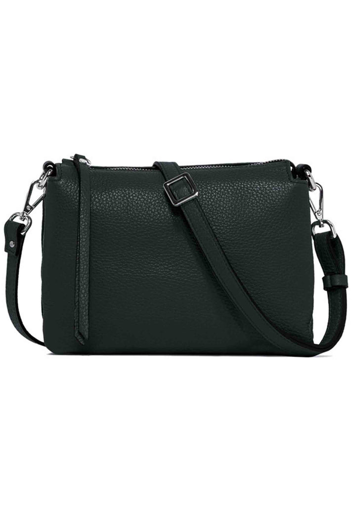Spatarella Borsa donna pochette Three in pelle verde con tracolla removibile in tono Offerta migliore
