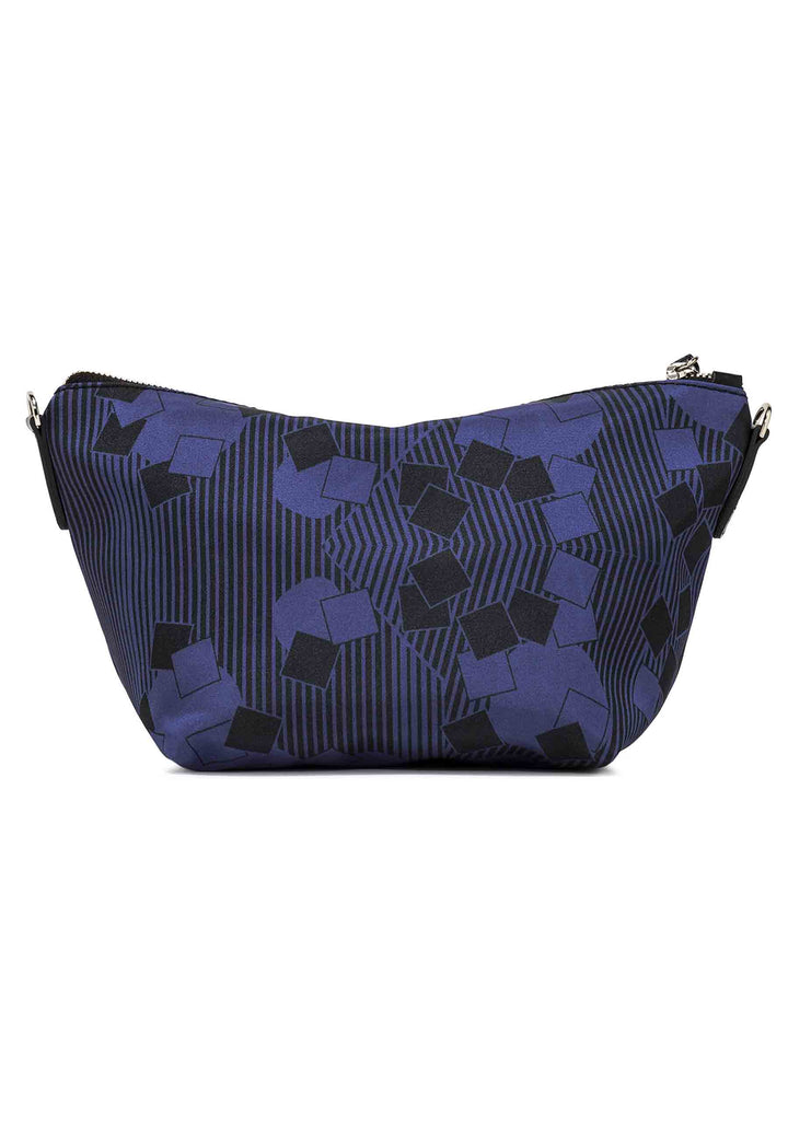 Spatarella Pochette donna in tessuto fantasia blu con manico e tracolla in pelle Online Outlet