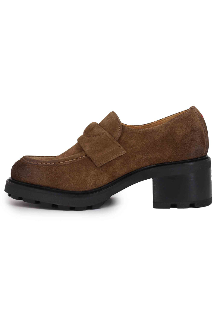 Spatarella Mocassini donna in camoscio marrone con suola carrarmato Offerte stagionali