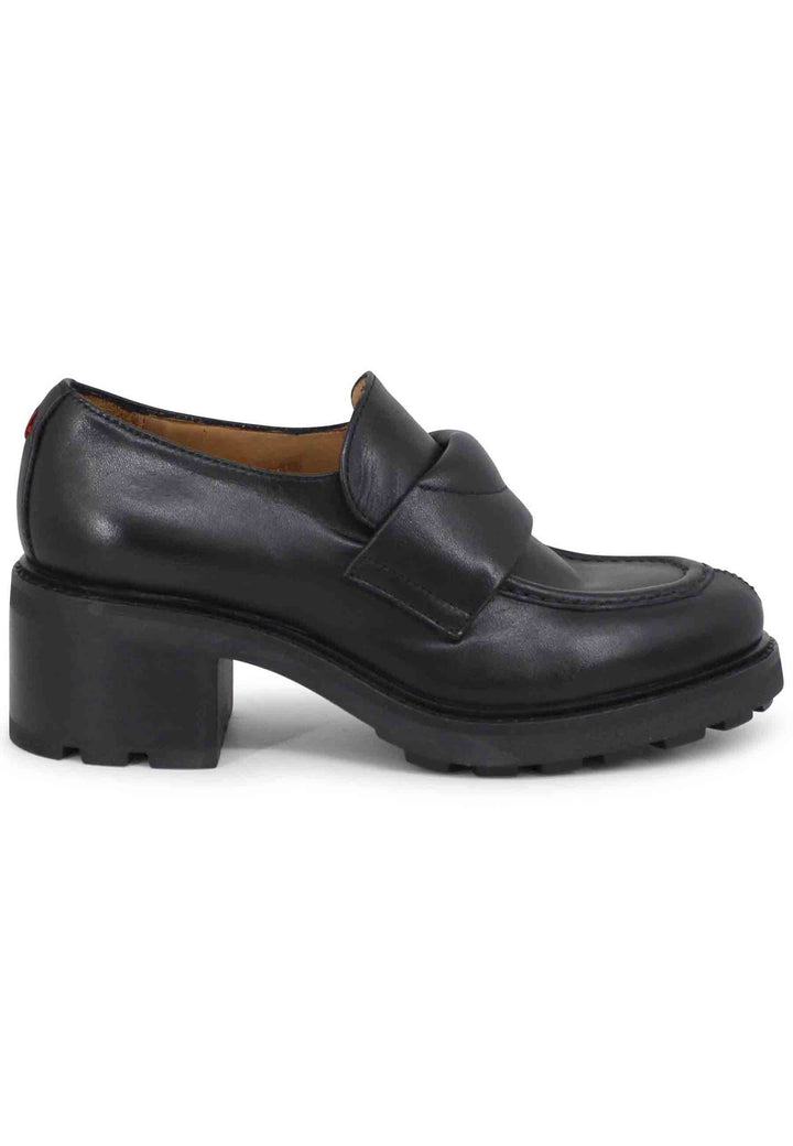 Spatarella Mocassini donna in pelle nera con suola carrarmato Liquidazione