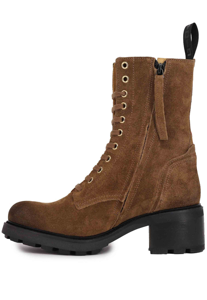 Spatarella Stivaletti anfibi donna in camoscio cuoio con accessori Offerte speciali
