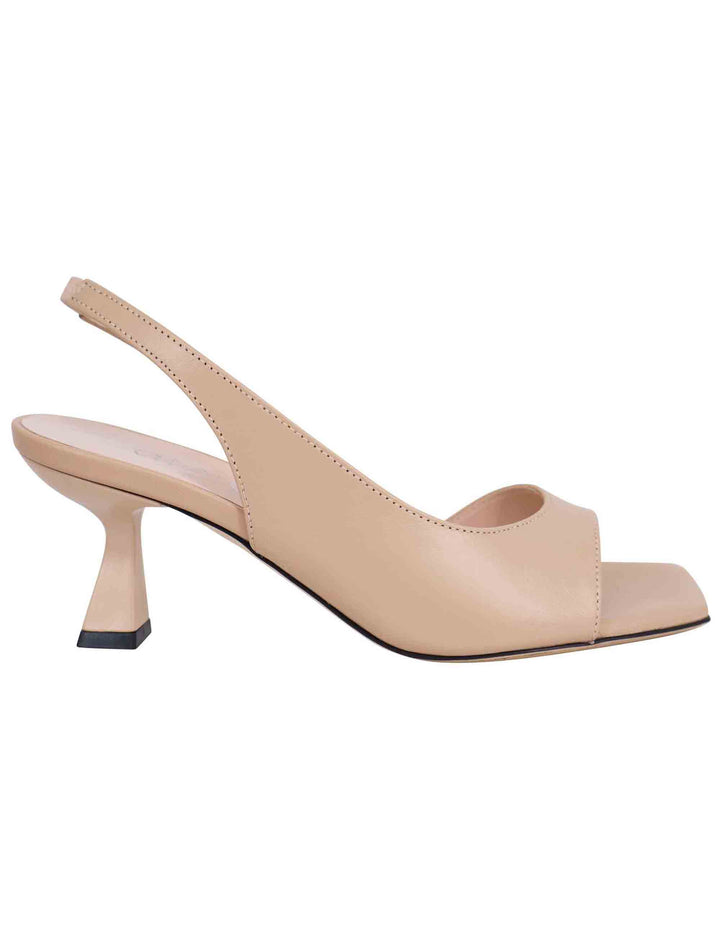 Spatarella Sandali slingback donna in pelle cipra con punta quadra Sconti VIP