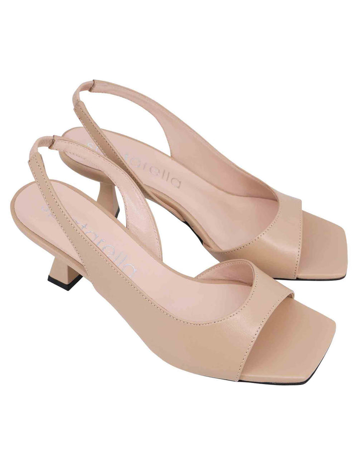Spatarella Sandali slingback donna in pelle cipra con punta quadra Sconti VIP