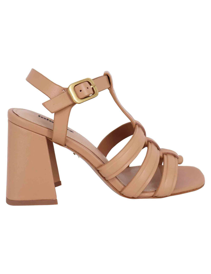 Spatarella Sandali donna in pelle nude con tacco alto punta quadra e cinturino alla caviglia Gaia Super Saving Price