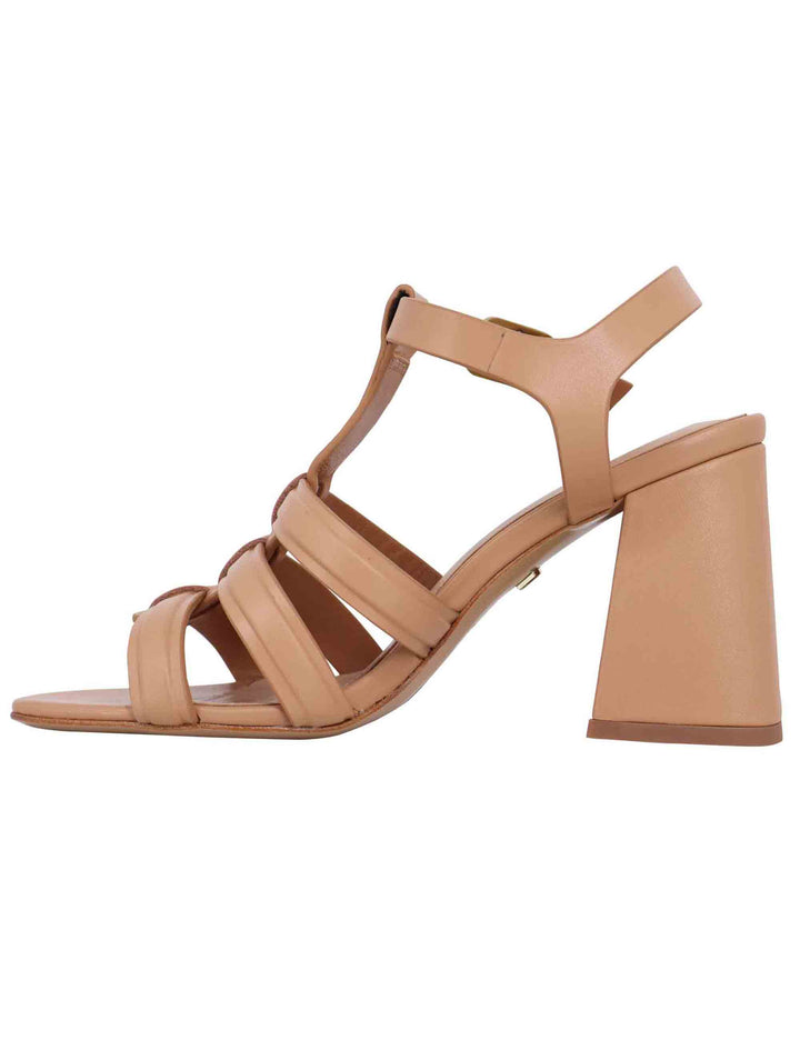 Spatarella Sandali donna in pelle nude con tacco alto punta quadra e cinturino alla caviglia Gaia Super Saving Price